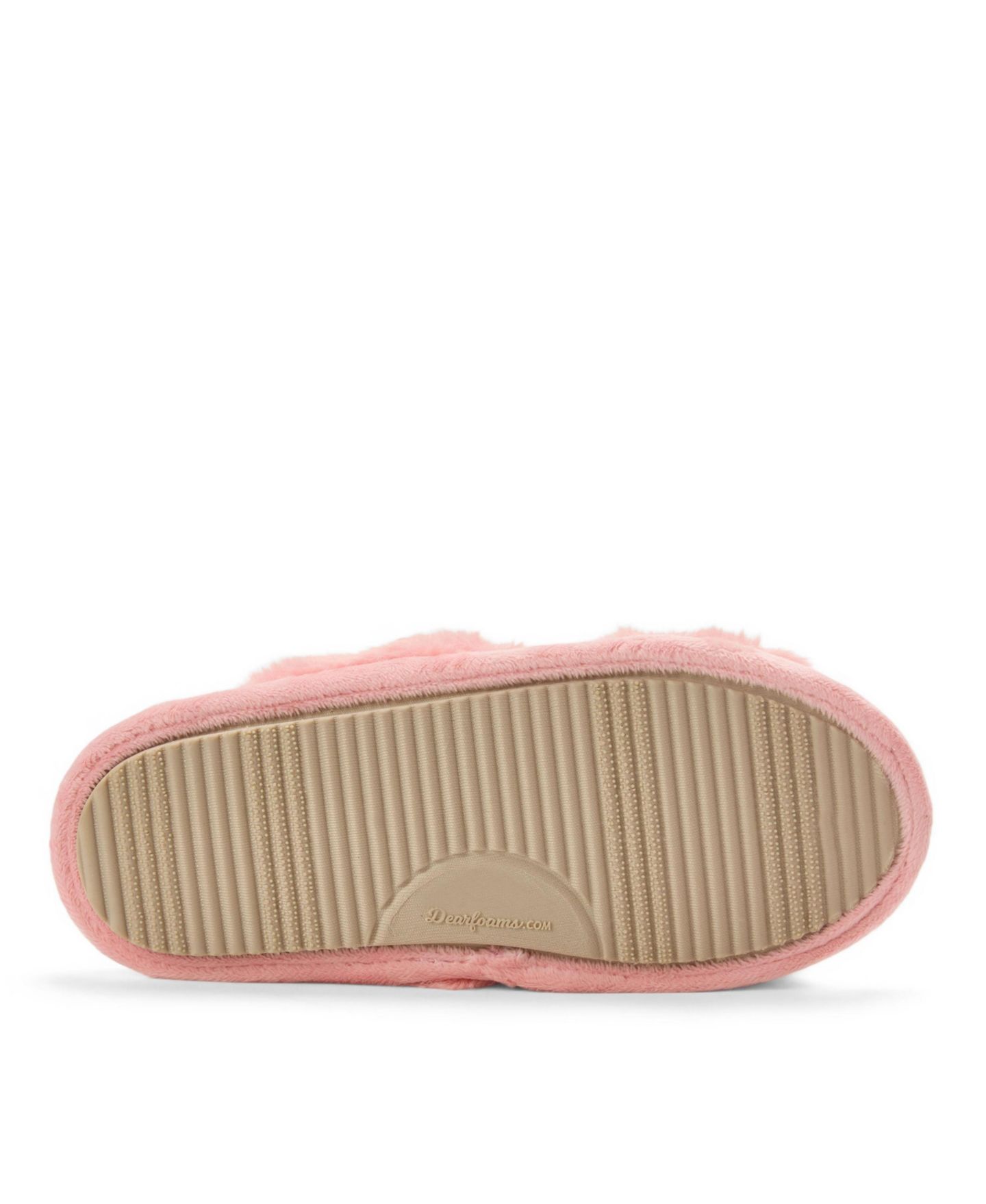 Женские тапочки Dearfoams Jessica Bows Furry Crossband Slide Slipper, цвет: Коралловый кремовый — фото 7