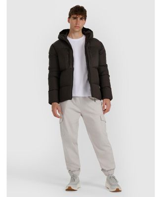 Men's down jacket with synthetic filling - khaki