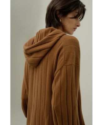 Women's Ribbed Hooded Knit Top