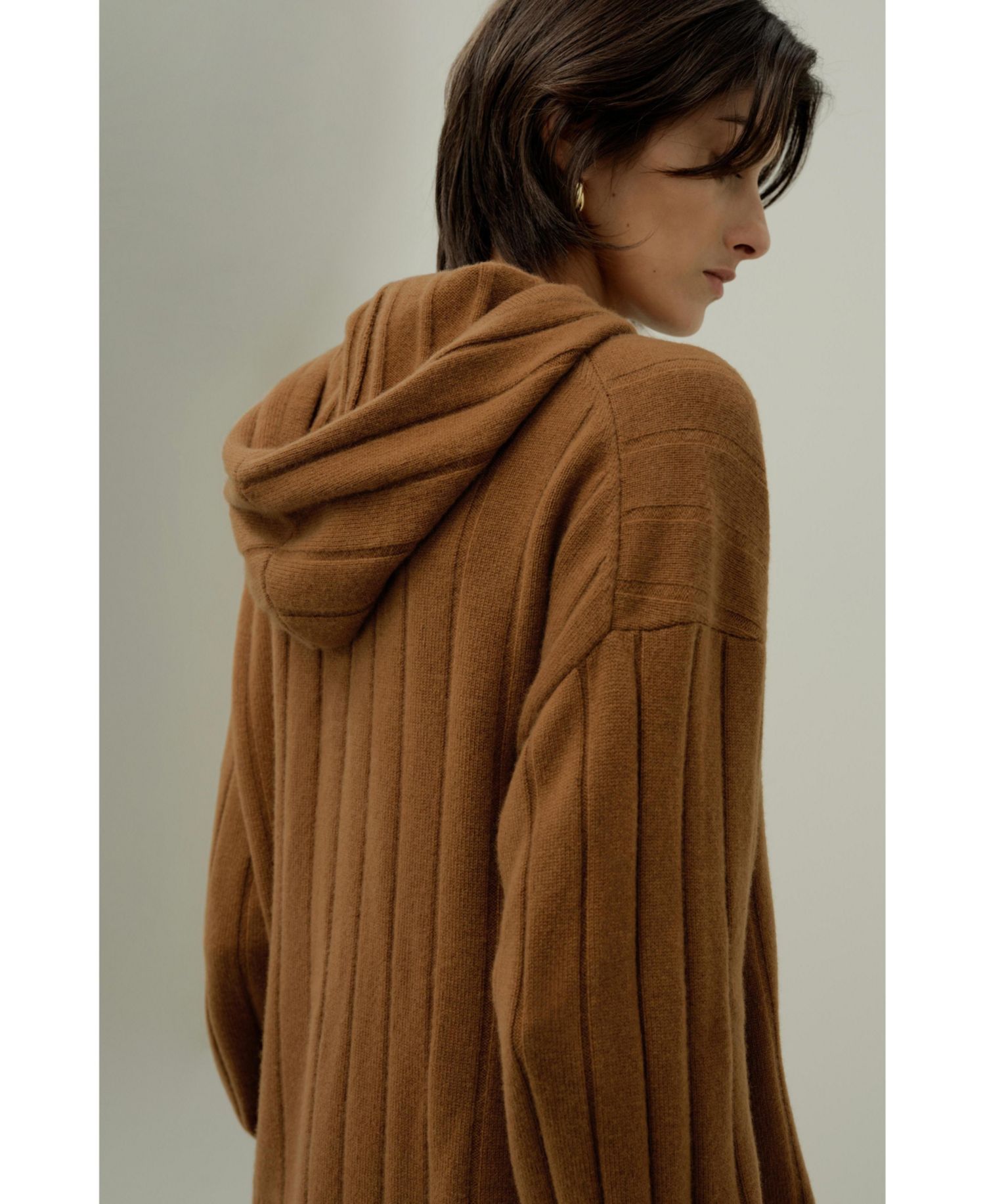 Women's Ribbed Hooded Knit Top