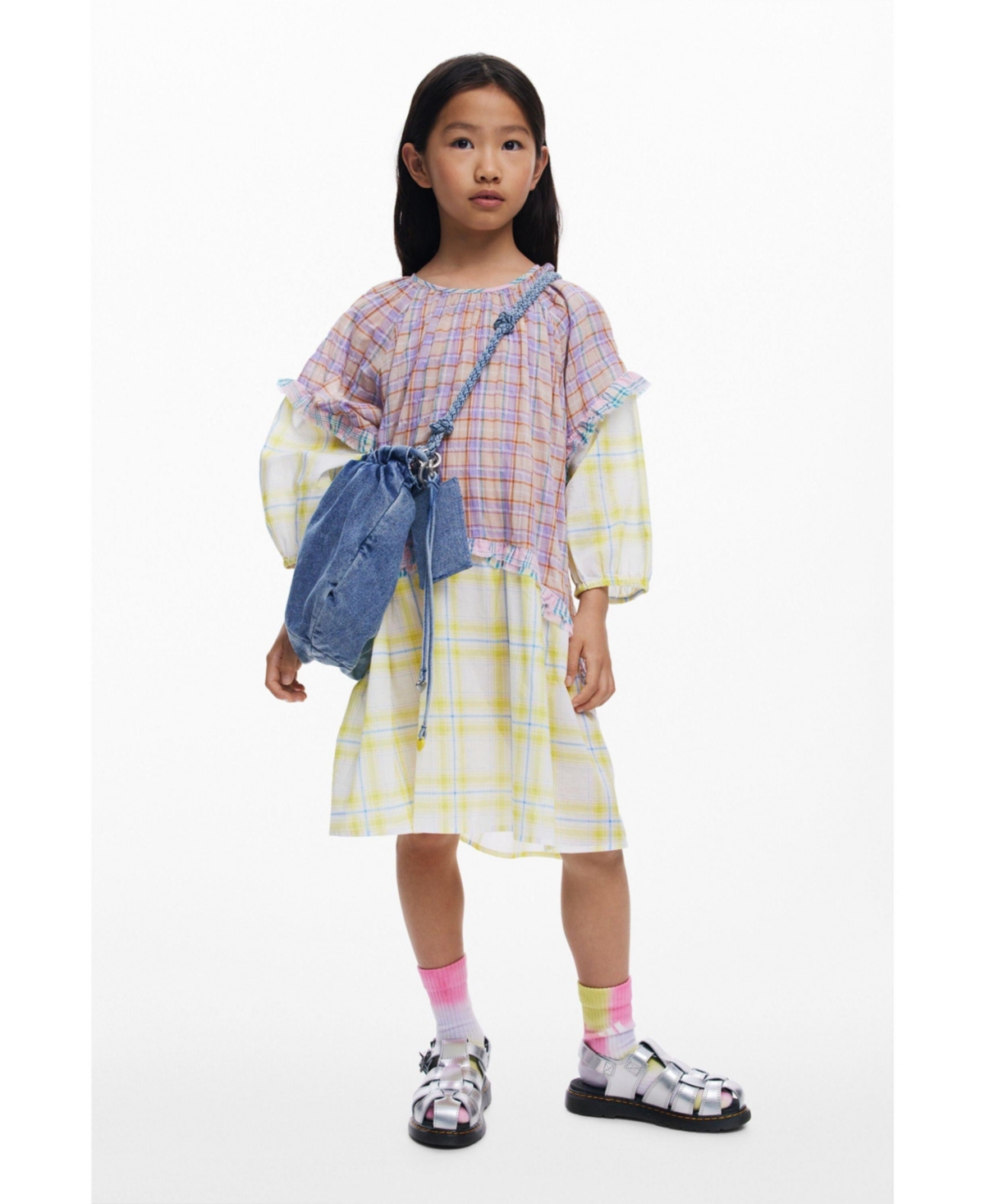 Desigual Girls Girls's Checkered dress with ruffle