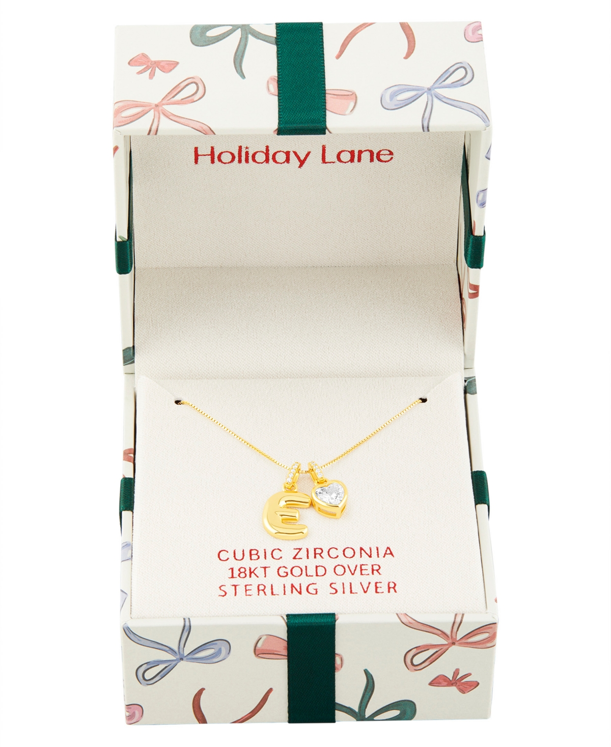 Holiday Lane Letter Initial Charm Necklace in Gold Over Sterling Silver, Macy's Exclusive