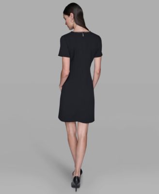 Women's Crew Neck Chain Detail Shift Dress