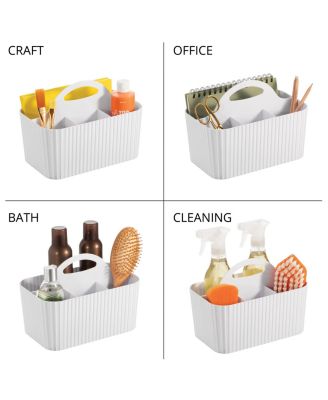 4-Section Fluted Storage Caddy Organizer with Handle - Sand Brown