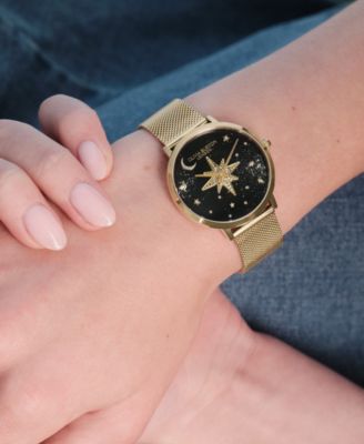 Women's Celestial Nova Gold Tone Stainless Steel Mesh Bracelet Watch, 35mm