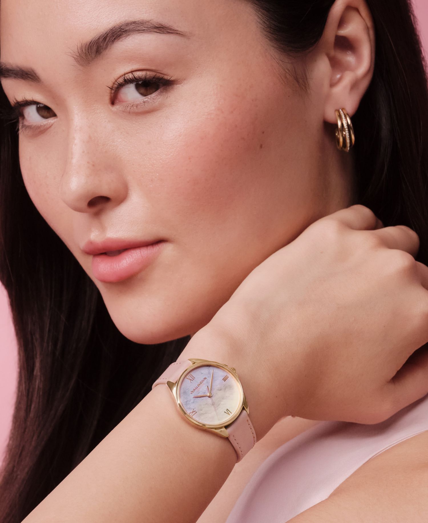 Women's Azure Rose Leather Strap Watch, 30mm
