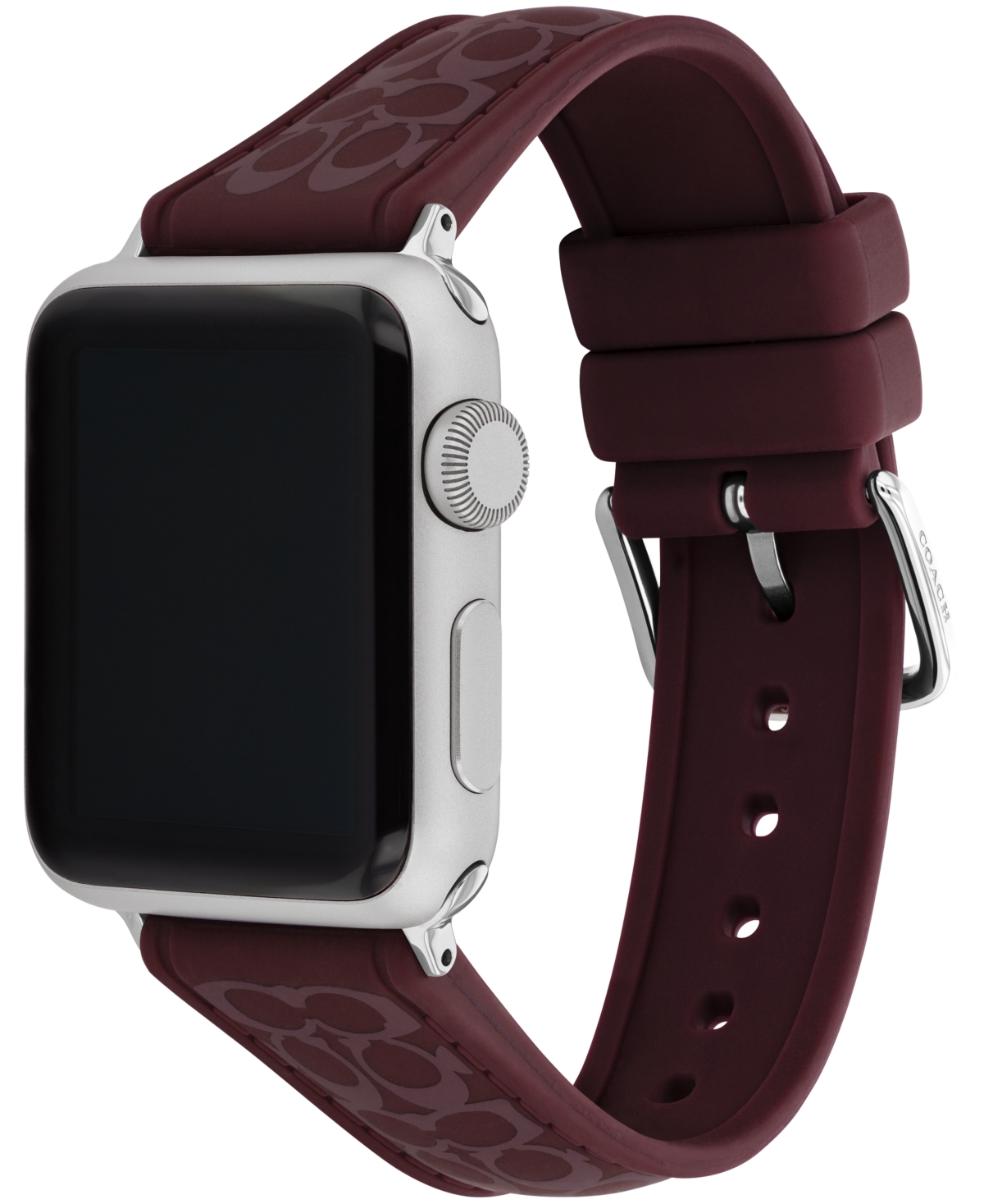Coach Women's Black Currant Sig C Silicone Apple Watch, Strap 38mm, 40mm, 41mm