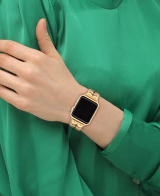 Women's Gold Tone Stainless Steel With Crystals Heart Apple Watch, Strap 38mm, 40mm, 41mm