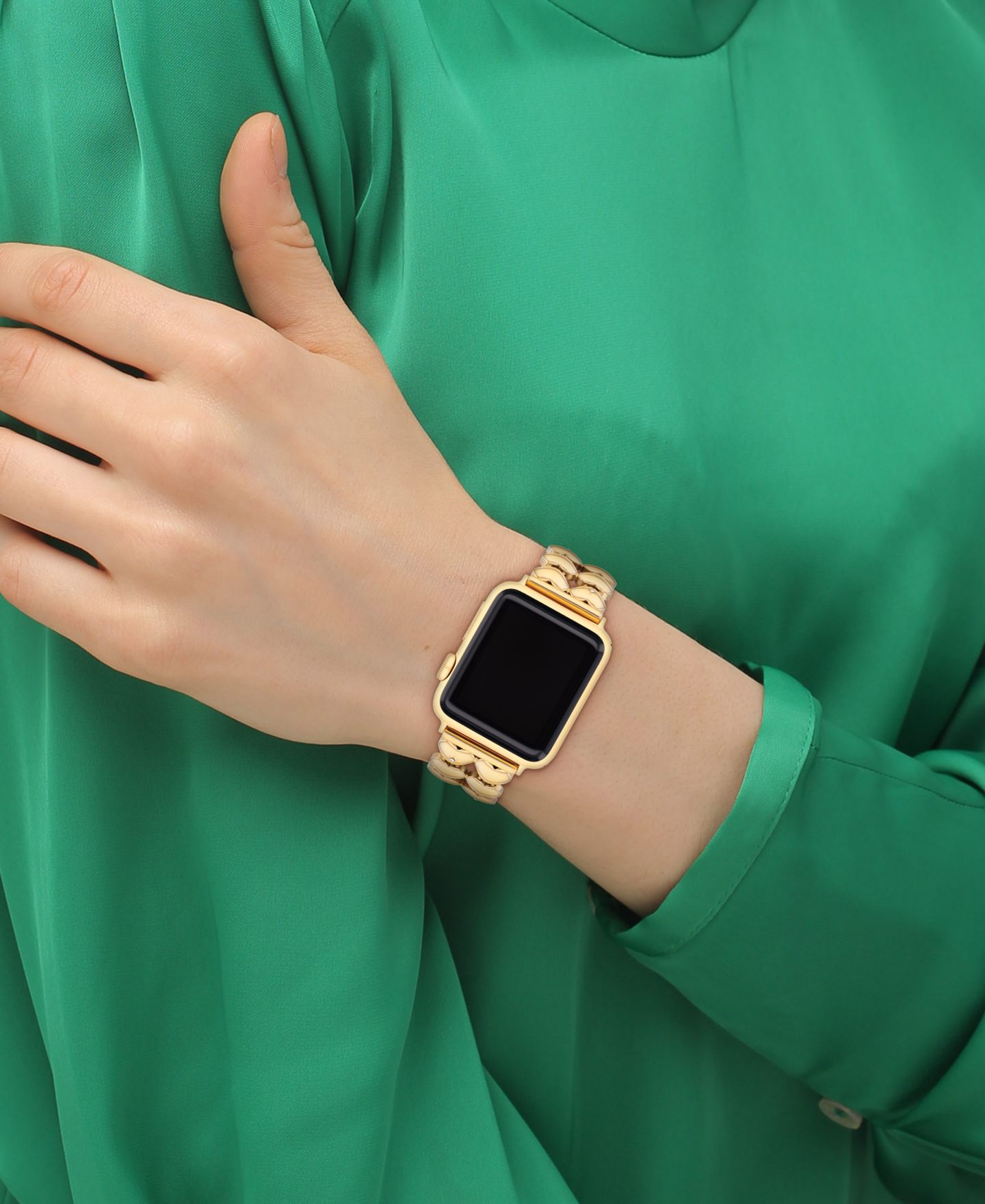 Женские ремешки для часов COACH Gold Tone Stainless Steel With Crystals Heart Apple Watch, Strap 38mm, 40mm, 41mm — фото 5