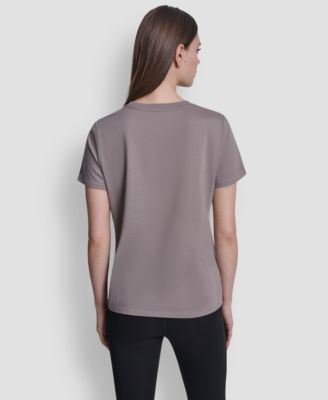 Women's Rhinestone Varsity Logo Relaxed Fit Pull-On T-Shirt