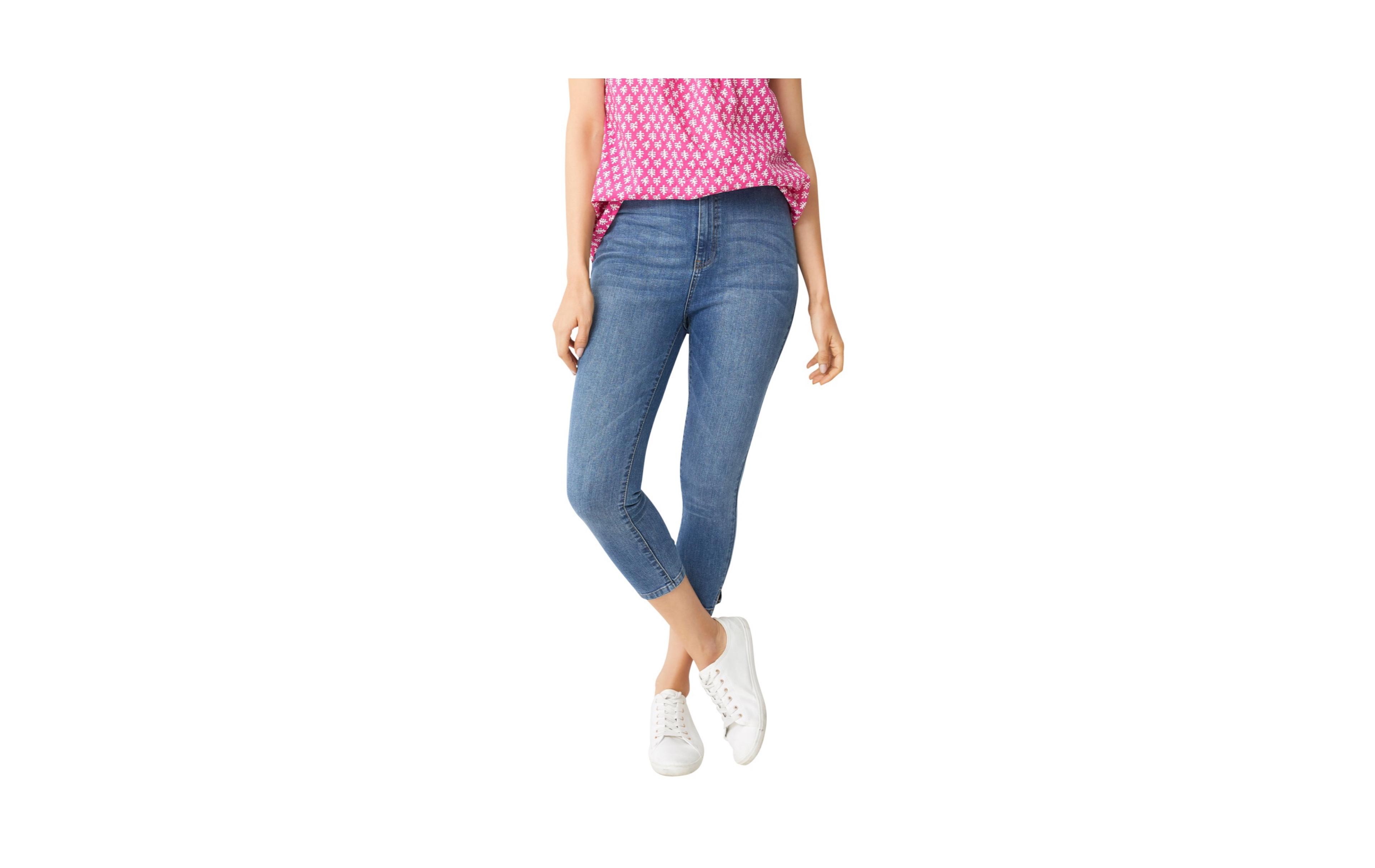 ellos Women's Slim 5-Pocket Stretch Mid-Rise Denim Capri