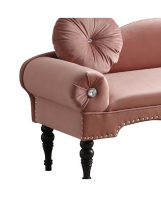 Modern Velvet Loveseat with Nailhead Trim & 2 Pillows