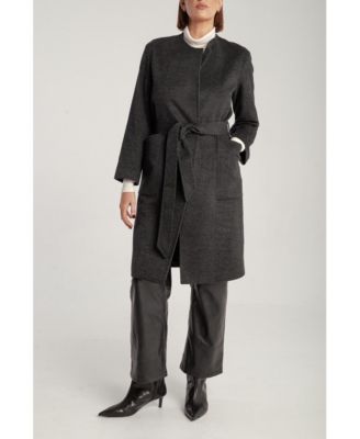 Women's Cashmere Belted Lapel Coat