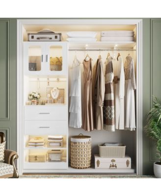 5FT Closet Organizer with Drawers, Hanging Rod, Reversible Shelves, and Cabinet