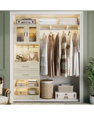 5FT Closet Organizer with Drawers, Hanging Rod, Reversible Shelves, and Cabinet