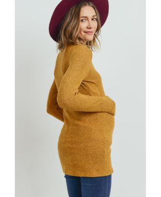Maternity Mock Neck Long Sleeve Ribbed Top