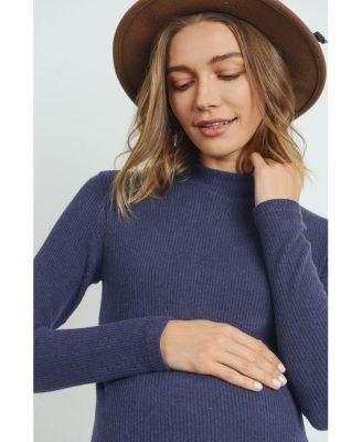 Maternity Mock Neck Long Sleeve Ribbed Top