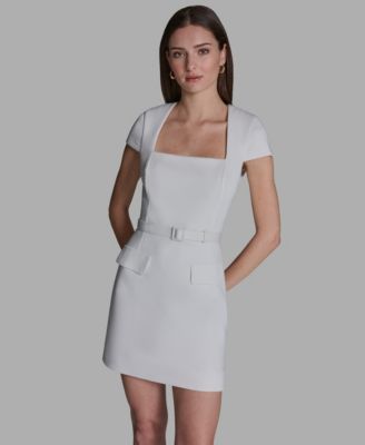 Women's Scuba Square Neck A-Line Dress