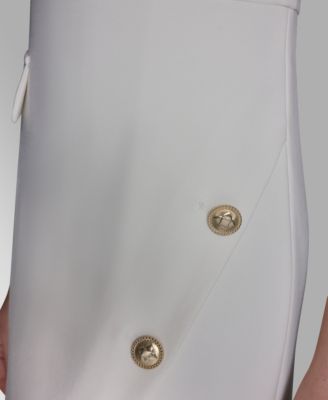 Women's Crew Neck Twill Asymmetrical Sheath Dress