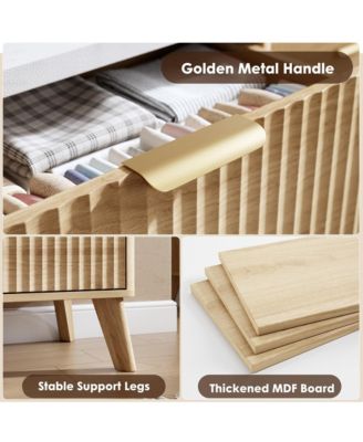 Fluted Dresser for Bedroom with 5 Deep Drawers