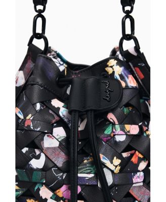 Women's Medium braided backpack with flowers