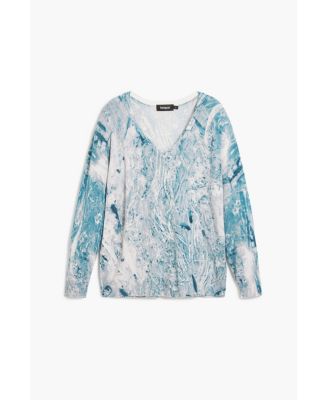 Women's V-neck sweater with abstract print