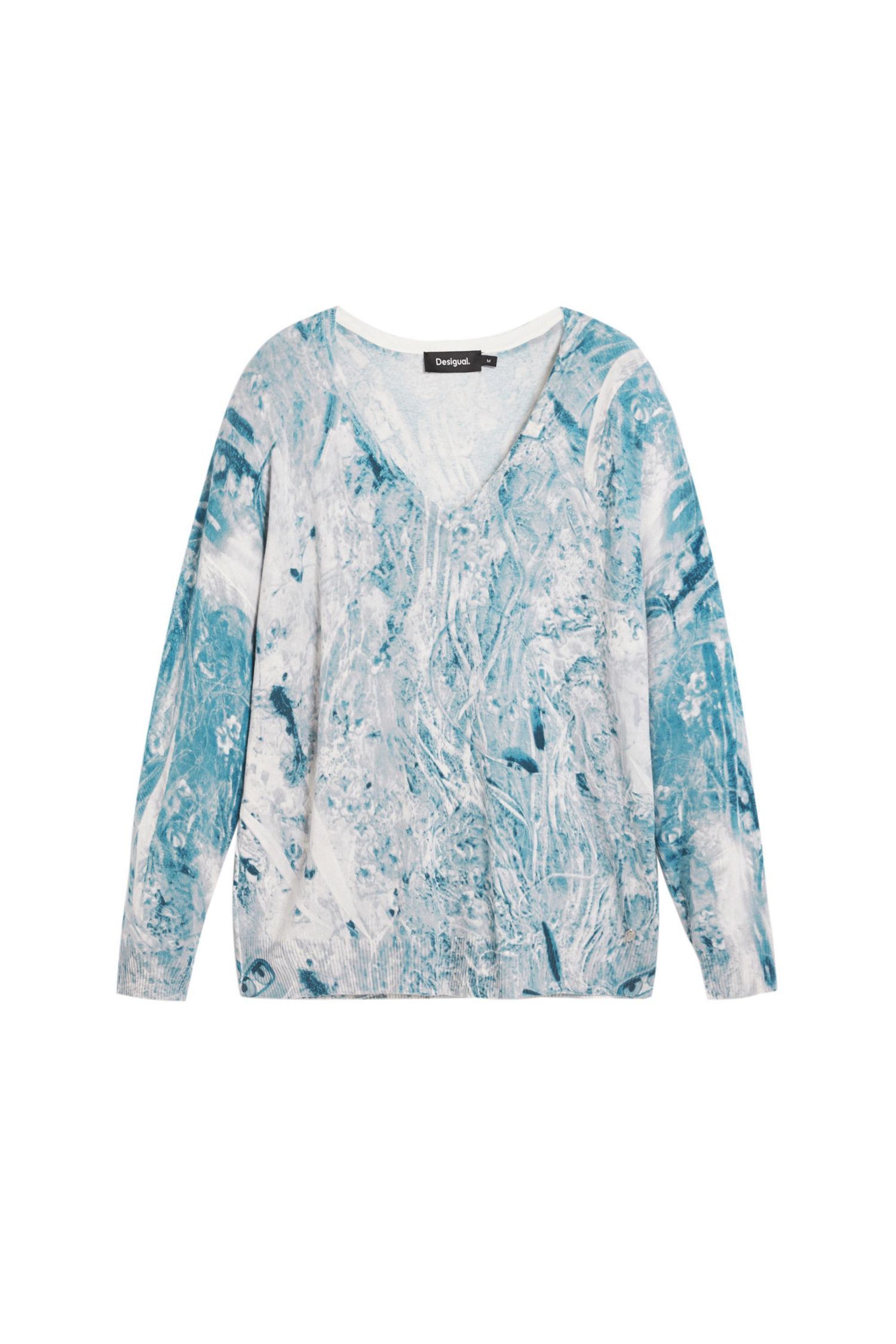 Women's V-Neck Sweater With Abstract Print