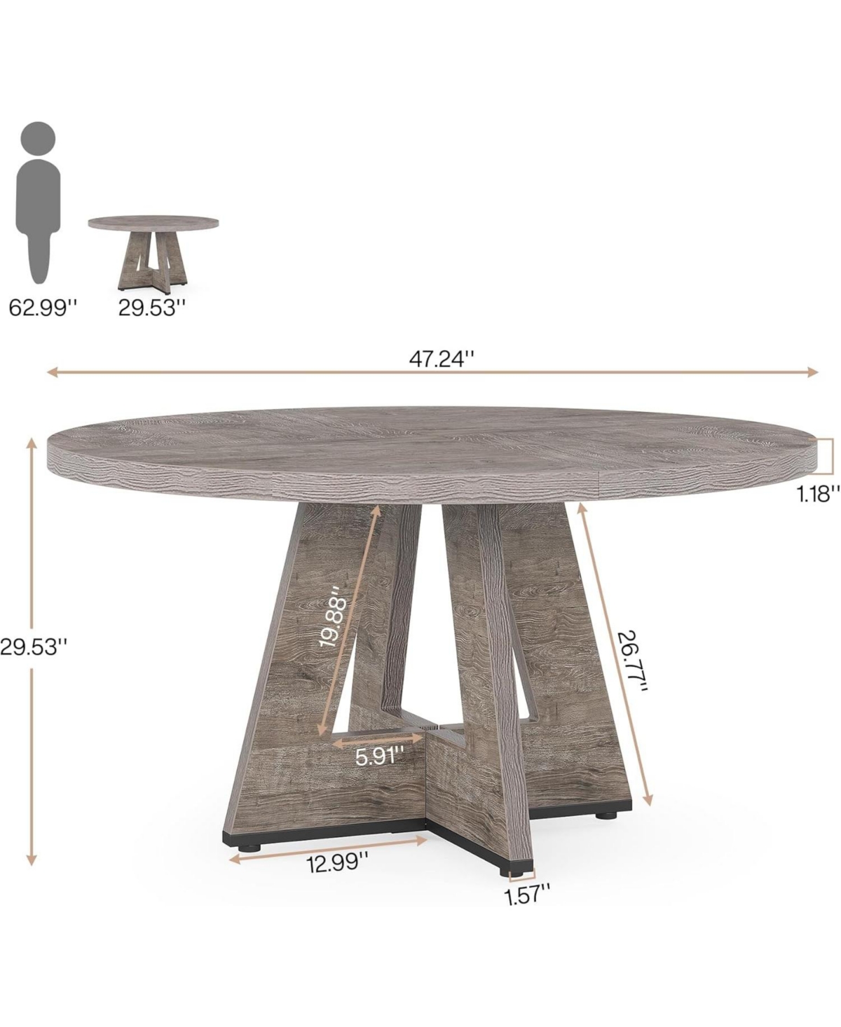 Tribesigns Round Dining Table for 4, 47 Inch Wide