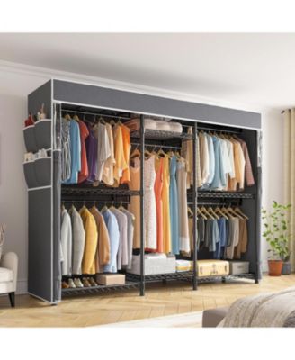 Clothes Rack with Cover,Clothing Racks for Hanging Clothes,Portable Closet, Adjustable,Metal,Max Load 900lbs