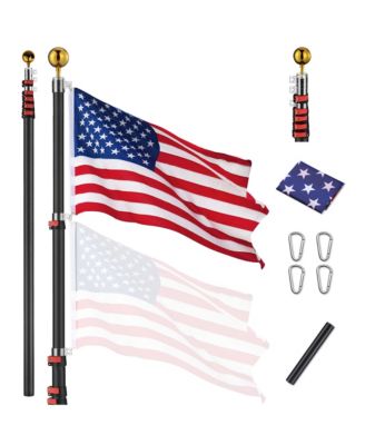EZ GO 30Ft Commercial Telescoping Flag Pole Kit Portable Display Sign Banner Pole for Outside Hotel Business Events Advertising Flag Black