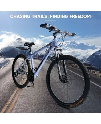 26-Inch 27-Speed Mountain Bike for Adults with Dual Disc Brakes & High-Carbon Steel Frame, Suspension Fork
