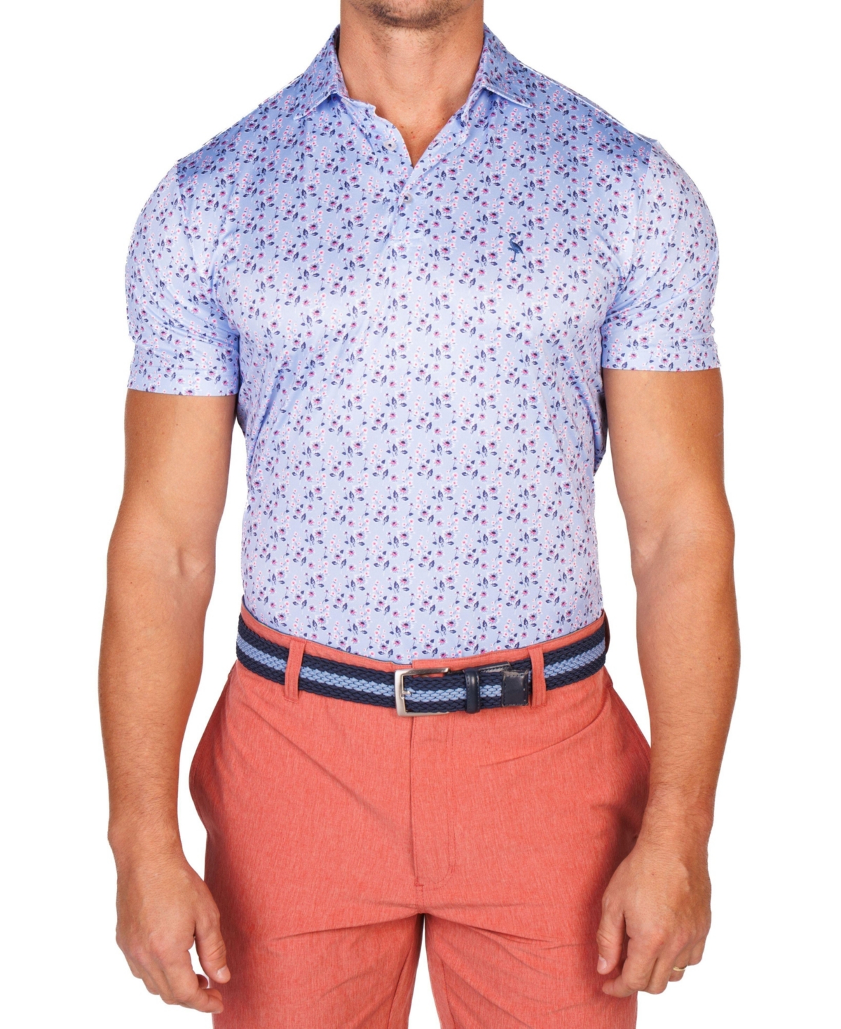 Tailorbyrd Men's Floral Bloom Performance Polo