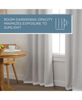 Selena Sage Green Solid Linen Texture Room Darkening, Grommet Top Curtain Panels