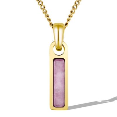 Men's Birthstone Tag Necklace - Gold Pendant