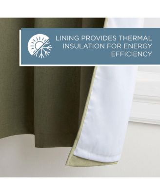 Selena Sage Green Solid Linen Texture Room Darkening, Grommet Top Curtain Panels