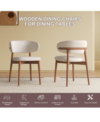 Mid-Century Modern Dining Chairs Set of 2 with Wooden Legs for Kitchen and Living Room