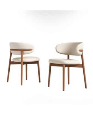 Mid-Century Modern Dining Chairs Set of 2 with Wooden Legs for Kitchen and Living Room