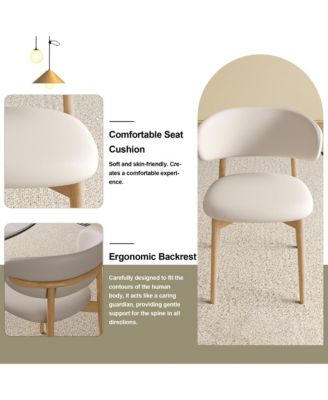 Mid-Century Modern Dining Chairs Set of 2 with Wooden Legs for Kitchen and Living Room