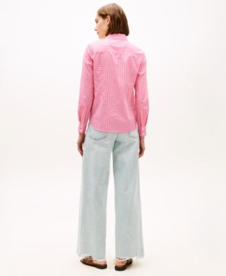 Women's Gingham Print Roll-Tab Shirt