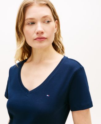 Women's Rib Slim V-Neck Short-Sleeve T-Shirt