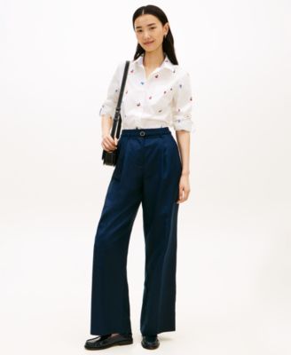 Women's Printed Roll-Tab Collared Shirt