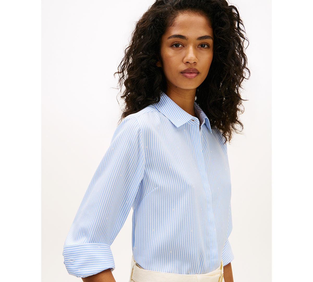 Tommy Hilfiger Women's Fluid Preppy Mix Long-Sleeve Shirt