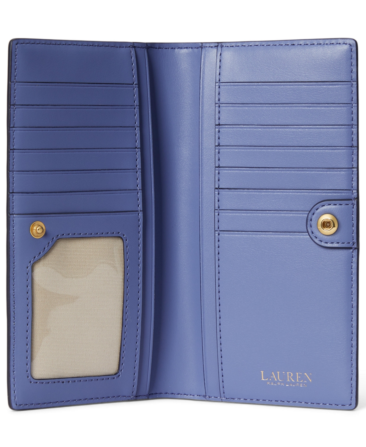 Lauren Ralph Lauren Crosshatch Leather Slim Snapped-Closure Wallet