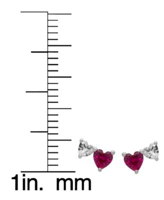 2-Pc. Lab Grown Pink Sapphire (3.58 ct. t.w.) & White Sapphire (1.36 ct. t.w.) Graduated Heart Necklace with Earrings Set in Sterling Silver