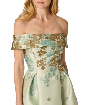 Petite Floral Off-The-Shoulder Tea Dress