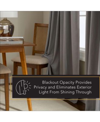 Arlo Linen Solid Linen 100% Blackout, Back Tab/Rod Pocket Top Curtain Panels 50"x84" (Set of 2)