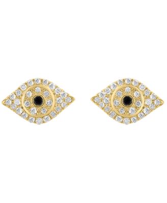 White And Black Diamond Earrings (1/5 ct. t.w.) in 14k Yellow Gold Over Sterling Silver