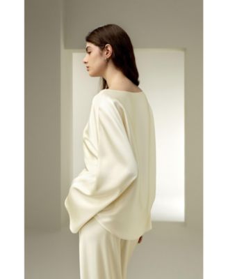 Women's Silk Charmeuse Crewneck Blouse