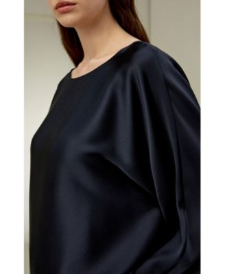 Women's Silk Charmeuse Crewneck Blouse