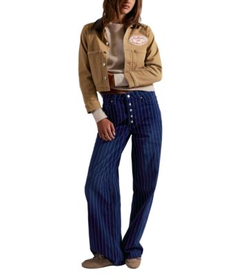 Juniors' Striped Mid-Rise Jeans